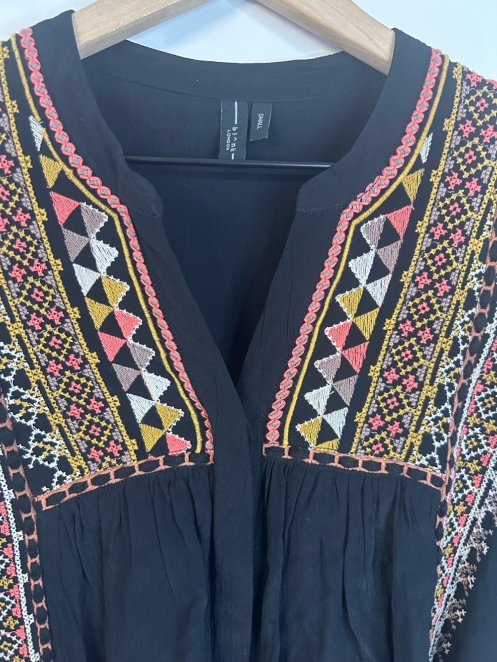 bl^nk London Women’s Black Lisi Embroidered Long Sleeve Blouse, Size Small - Picture 8 of 16